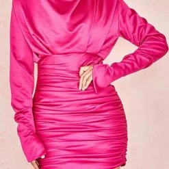 Influencer Style Jessica Bara Michelle Long Sleeve Ruched Mini Dress