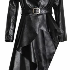 Influencer Style Jessica Bara Alannah Asymmetrical Belted Faux Leather Jacket