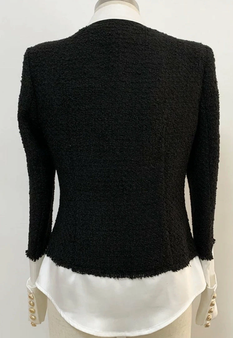 The 9-5 Shop Jessica Bara Cassandra Satin And Wool Collared Shirt