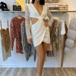 Jessica Bara Delaney Cut Out Long Sleeve Mini Dress