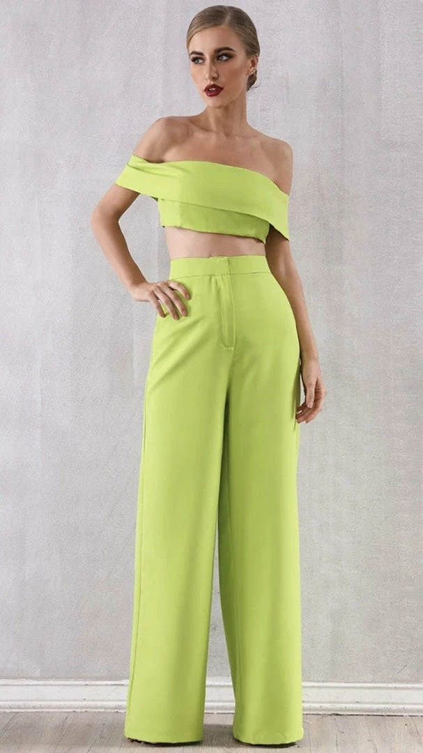 Jessica Bara Paola Crop Top And Pant Two Piece Set