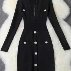 Jessica Bara Caroline Long Sleeve Bandage Dress