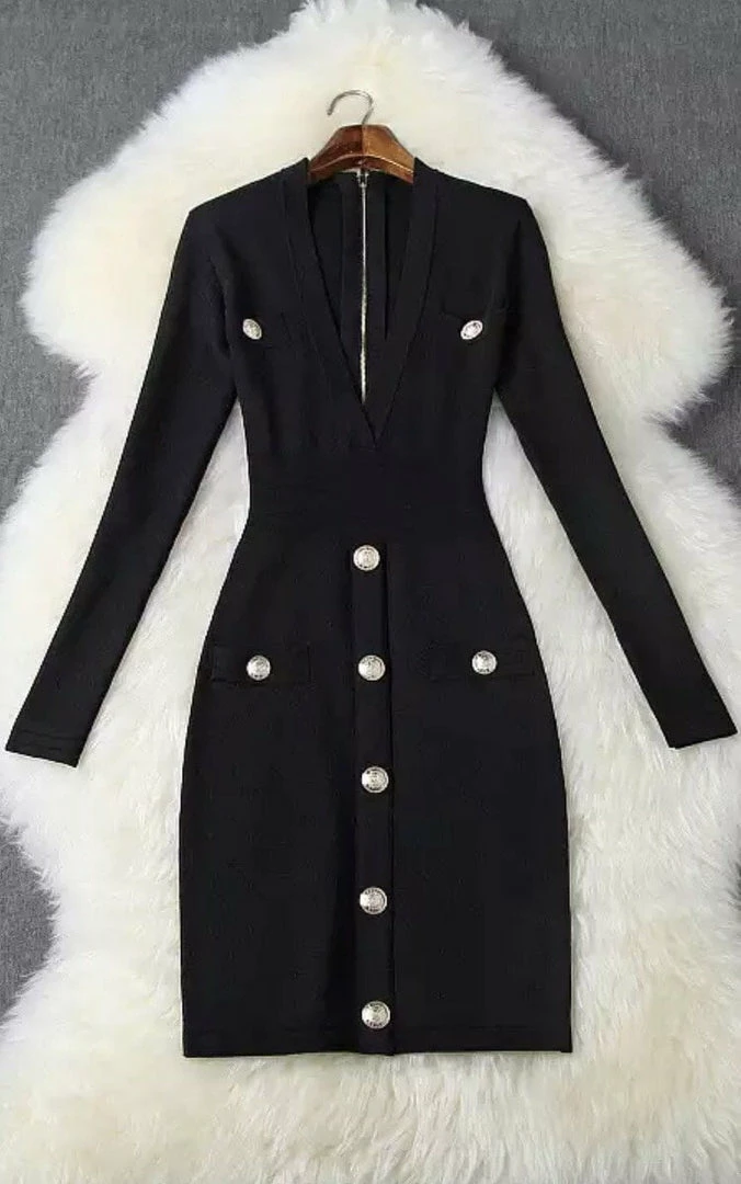 Jessica Bara Caroline Long Sleeve Bandage Dress