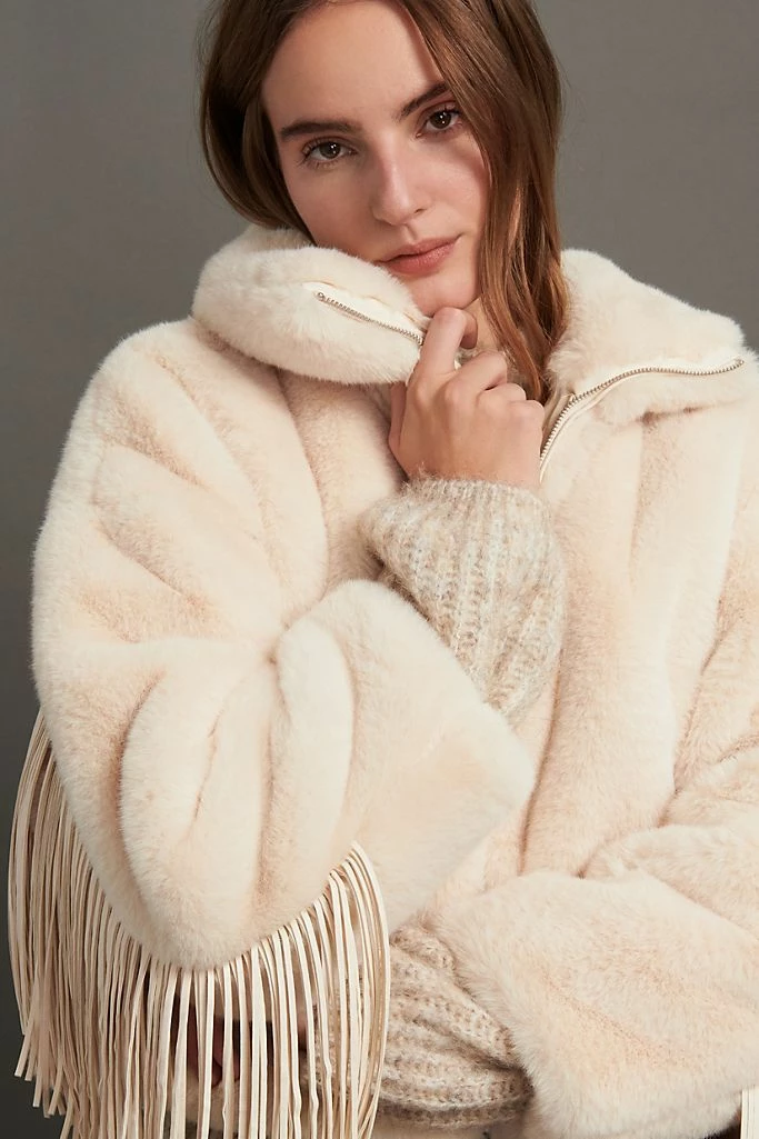 Reve Doll Essentials Jessica Bara Lexie Fringe Faux Fur Jacket