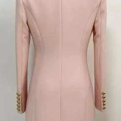Jessica Bara Blakely Double Breasted Gold Button Blazer Dress