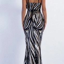 Jessica Bara Rosalyn V Neck Sequin Bodycon Gown