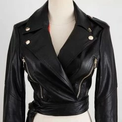 Outerwear Jessica Bara Oaklynn Cropped Faux Leather Jacket