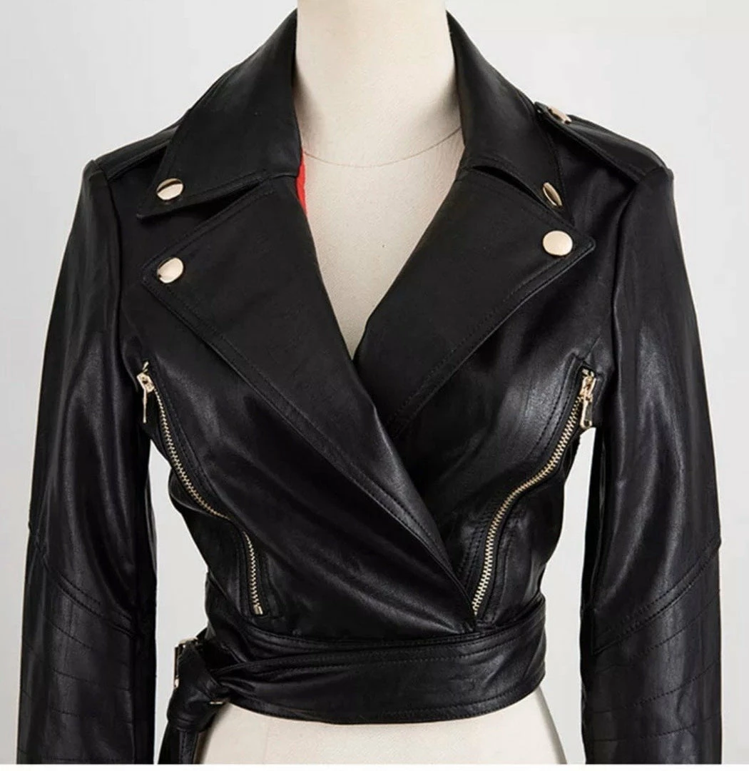 Outerwear Jessica Bara Oaklynn Cropped Faux Leather Jacket