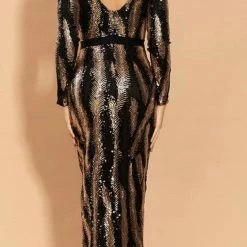 Jessica Bara Kyleigh Long Sleeve Sequin Midi Dress The Event Shop