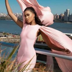 Jessica Bara Zowie Split Sleeves Midi Dress