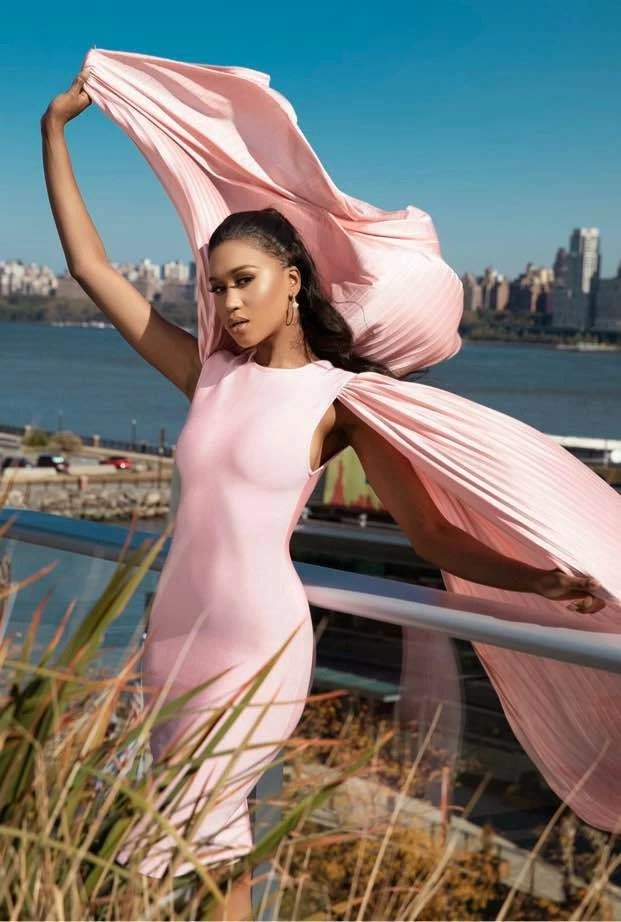 Jessica Bara Zowie Split Sleeves Midi Dress