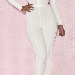 Jessica Bara Ali Deep V Long Sleeve Jumpsuit