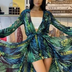 Jessica Bara Carter Tropical Print Maxi Romper Influencer Style