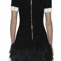 Jessica Bara Nicki Tweed Feather Dress