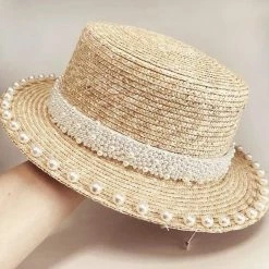 Influencer Style Jessica Bara Evie Pearl Straw Short Brim Hat