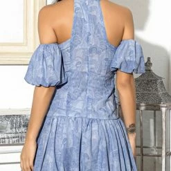 Jessica Bara Bona Puff Sleeve Halter Mini Dress Summer Lovin'