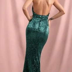 Jessica Bara Alayna Halter Neck Sequin Gown
