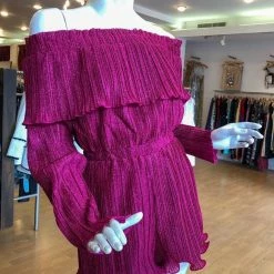 Endless Rose Samantha Off The Shoulder Raspberry Romper