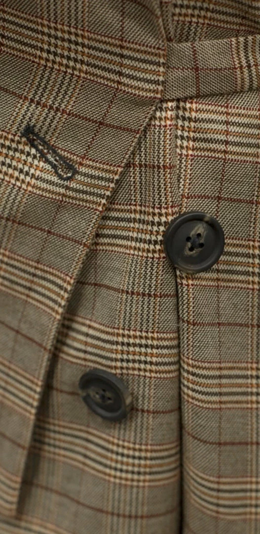 Jessica Bara Alora Plaid Off The Shoulder Asymmetrical Blazer