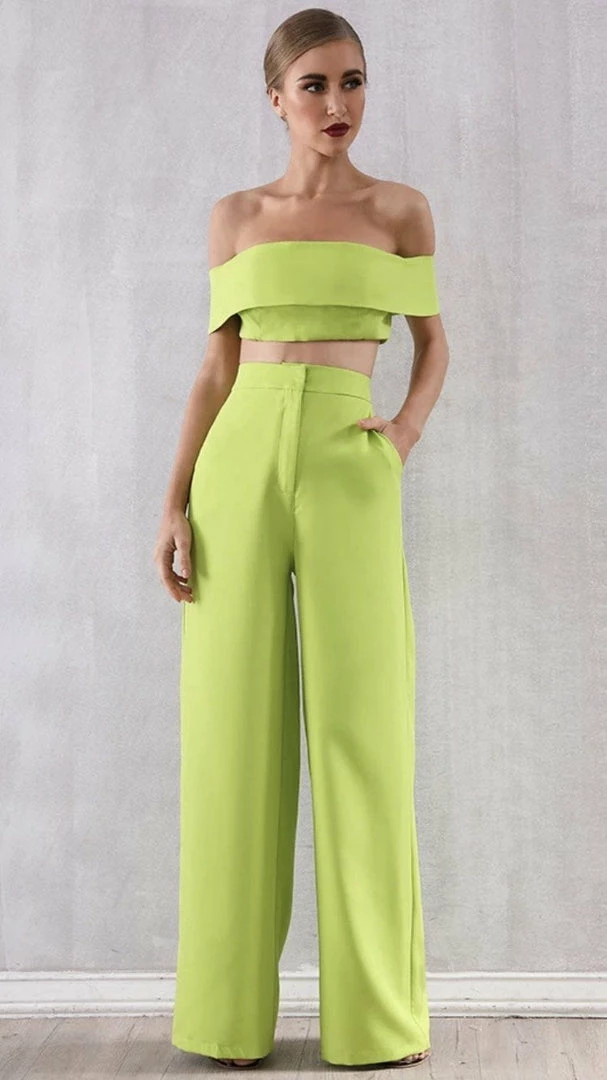 Jessica Bara Paola Crop Top And Pant Two Piece Set