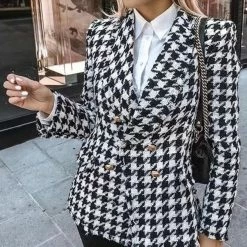 ReveBoutique Jessica Bara Savannah Houndstooth Tweed Double Breasted Blazer The 9-5 Shop