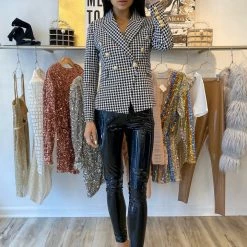 Jessica Bara Donatella Houndstooth Gold Button Blazer Reve Doll Essentials