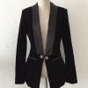 Jessica Bara Daveney Satin Collar Velvet Blazer