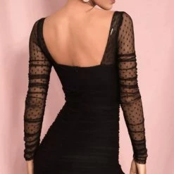 Jessica Bara Haven Long Sleeve Mesh Mini Dress