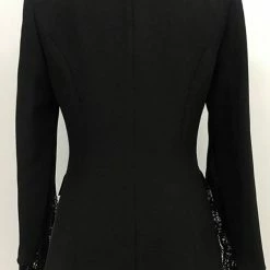 Jessica Bara Angela Lace Fringe Slit Sleeve Blazer