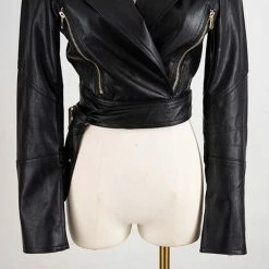 Outerwear Jessica Bara Oaklynn Cropped Faux Leather Jacket