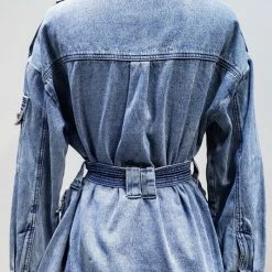 Reve Doll Essentials Jessica Bara Jayden Belted Gold Button Denim Jacket