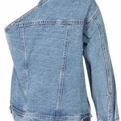 Jessica Bara Nellie One Shoulder Denim Jacket The Denim Destination