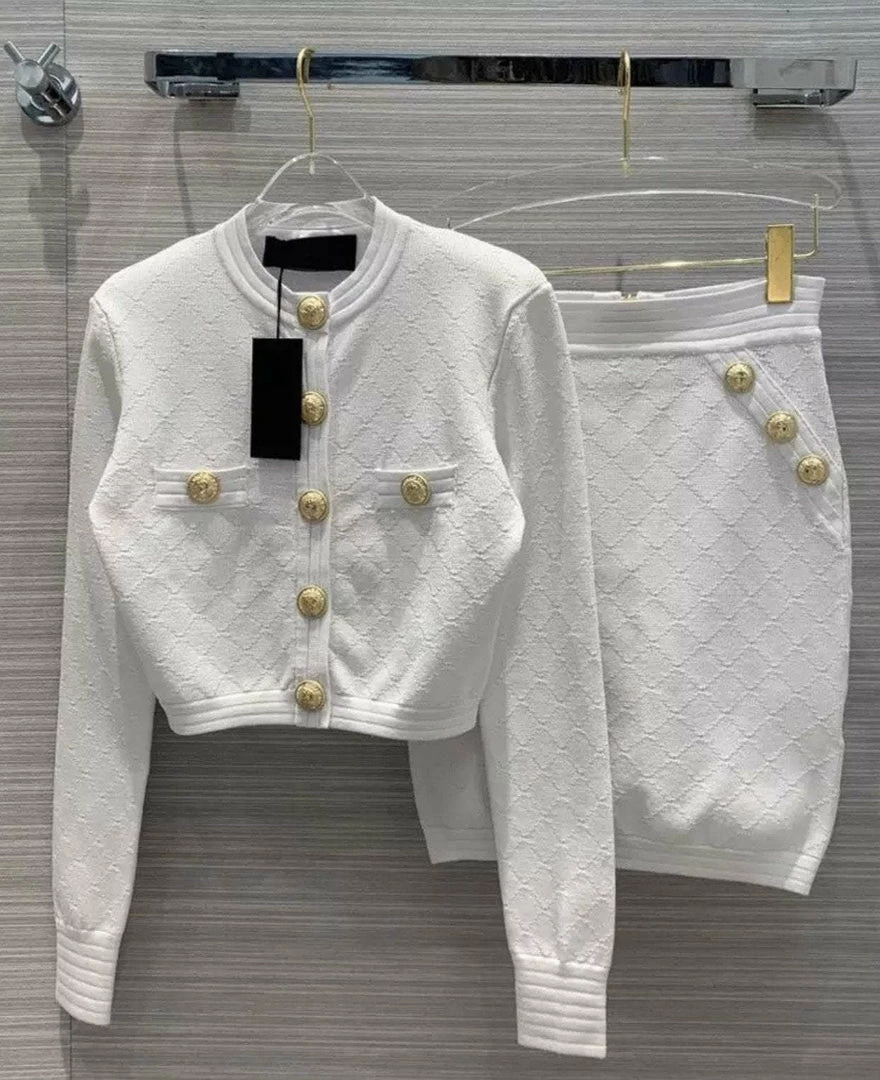 Jessica Bara Eloise Gold Button Two Piece Set