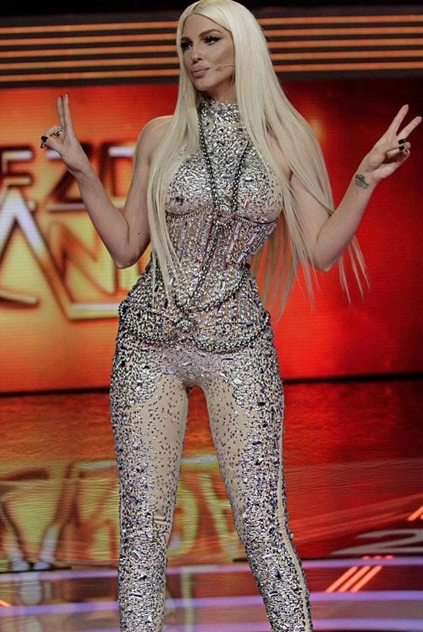 Jessica Bara Nude Gaga Crystal Jumpsuit Influencer Style