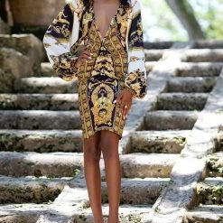 Summer Lovin' Cioccolato Veronica Borocco Long Sleeve Bodycon Dress