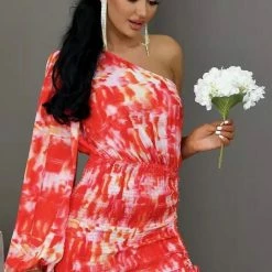 Summer Lovin' Jessica Bara Cassie One Shoulder Tie-Dye Mini Dress