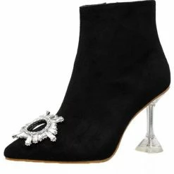 Reve Doll Essentials Jessica Bara Rowena Rhinestone Suede Ankle Bootie
