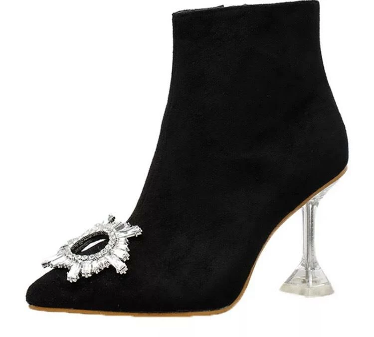 Reve Doll Essentials Jessica Bara Rowena Rhinestone Suede Ankle Bootie