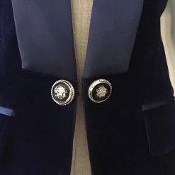 Jessica Bara Daveney Satin Collar Velvet Blazer