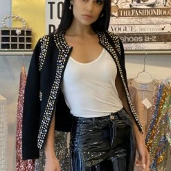 Jessica Bara Roscoe Long Sleeve Beaded Crystal Jacket Birthday Suit