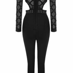 Birthday Suit Jessica Bara Jenna Beaded Cut Out Jumpsuit