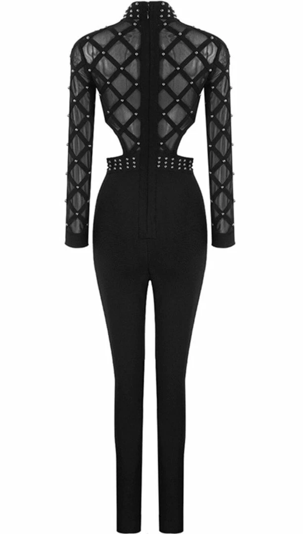 Birthday Suit Jessica Bara Jenna Beaded Cut Out Jumpsuit