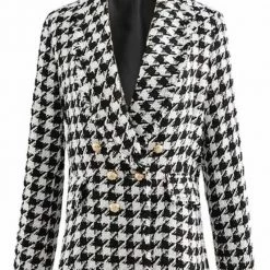 ReveBoutique Jessica Bara Savannah Houndstooth Tweed Double Breasted Blazer The 9-5 Shop