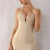 Jessica Bara Elizabeth V Neck Open Back Mini Dress Birthday Suit