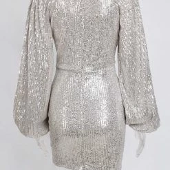 Jessica Bara Lambert Sequin Draped Mini Dress Birthday Suit