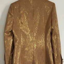 Jessica Bara Donatella Metallic Gold Button Blazer