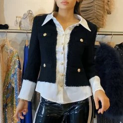 The 9-5 Shop Jessica Bara Cassandra Satin And Wool Collared Shirt