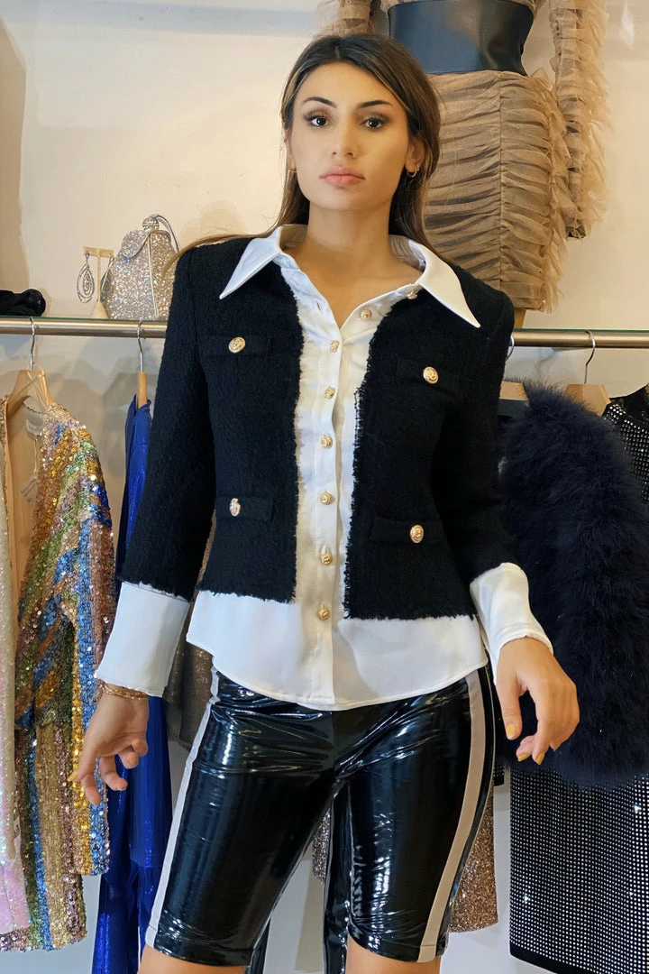 The 9-5 Shop Jessica Bara Cassandra Satin And Wool Collared Shirt