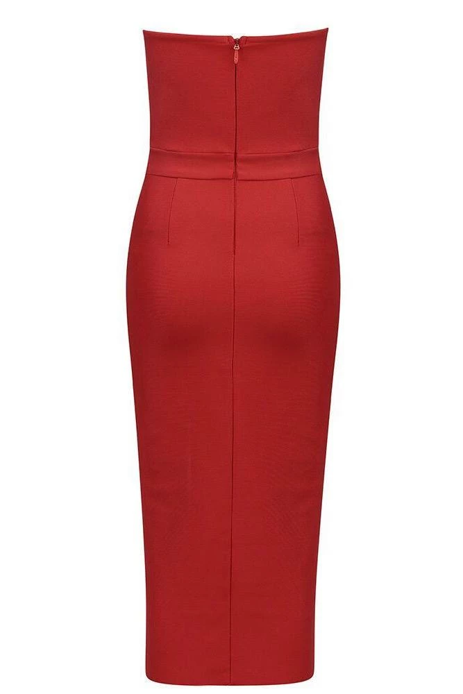 Jessica Bara Darby Strapless Ruffle Bodycon Midi Dress