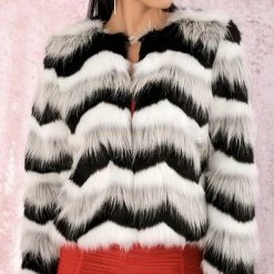 Reve Doll Essentials Jessica Bara Luna Three Tone Faux Fur Cropped Coat